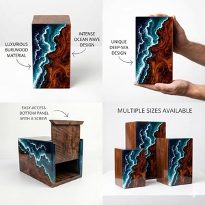 Ocean Wave Resin Wood Handmade Coastal Keepsake Cremation Urn Eco-Friendly Durable - Product Image 2
