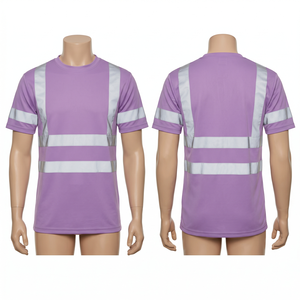 Mens Work T Shirt 180 GSM Polyester Interlock Maroon Reflective Panel Safety Tee Custom Sublimation Print Logo - Product Image 3