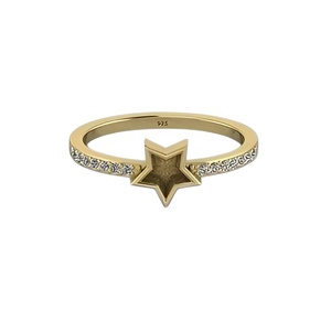 High Quality 14k Gold Plated 925 Sterling Silver 6mm Star Shape CZ Semi Mount Blank Setting Engagement <b>Ring</b> Keepsake DIY Jewelry - Product Image 1
