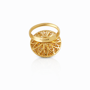 แหวนทองคำ 18K ประดับเพชรทรงกลมแบบโดม ดีไซน์หรูหราสำหรับผู้หญิง เหมาะสำหรับงานปาร์ตี้ ของขวัญ เครื่องประดับชั้นดี ผิวขัดเงา - Product Image 4