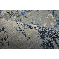 Tapis d'intérieur en laine gris et bleu ciel noué à la main, design abstrait moderne vieilli, à poils ras, pour salon contemporain
