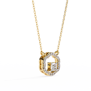 Minimalist 14K <b>Solid</b> <b>Gold</b> Round Cut Set Lab Diamond Solitaire <b>Pendant</b> Necklace for Women Party Gift - Product Image 4