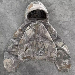 <b>Men's</b> High Quality Boxy Fit Vintage Cropped Heavyweight Hoodie 500 Gsm 100% Cotton Digital Print Real Tree <b>Camo</b> Pullover <b>Hoodies</b> - Product Image 1
