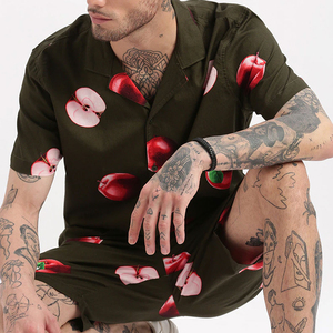 ชุดเซ็ตเสื้อยืดคอกลมและกางเกงขาสั้นผู้ชายลำลองสำหรับฤดูร้อน พิมพ์ลายตามสั่ง OEM ผ้าถักระบายอากาศได้ดี - Product Image 5