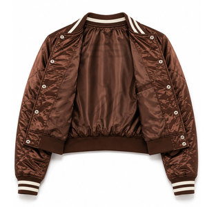 Chaqueta Varsity Corta Personalizada para Mujer, Chaqueta Bomber Varsity con Mangas de Satén, Chaquetas Varsity Cortas con Letras - Product Image 5