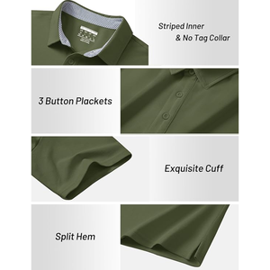 Chemises polo de golf pour hommes, coupe ajustée, manches courtes, respirantes, grandes tailles, fabriquées au Bangladesh - Product Image 2