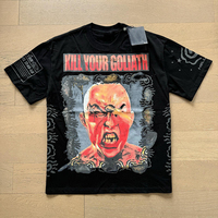 Kaos Pria Custom Logo Stand Twill Estetik Streetwear Anti-Kerut Formal MOQ Kecil Harga Grosir Poliester Pabrik OEM