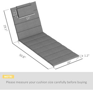 Set di 2 Cuscini per Chaise Longue da Esterno Grigio Antracite 80" X 26" UPF50+ 230gsm Olefin - Product Image 3