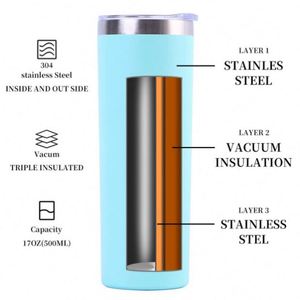 Vaso Personalizado con Logotipo, 20 oz, Sublimable, con Recubrimiento en Polvo, Doble Pared, Acero Inoxidable, Recto y Delgado, con Tapa y Pajita - Product Image 2