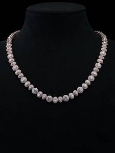 Collar de cadena tipo tenis de plata 925 con moissanita, con eslabones de piedras redondas y en forma de pera, para mujer, joyería para fiestas y bodas - Product Image 1