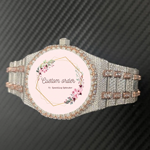 Reloj de Lujo de Cuarzo de Oro Rosa con Esfera Árabe, Diamantes de Moissanita, para Hombre, Engastado VVS, de Acero Inoxidable, Estilo Hip Hop Personalizado, Pasa la Prueba de Diamantes - Product Image 3