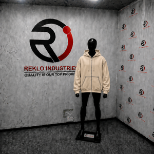 Sudadera con capucha beige extragrande personalizada para hombre, de forro polar grueso, estilo urbano, con hombros caídos y costuras en contraste. - Product Image 3