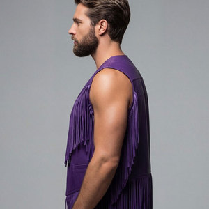 <b>Men</b> <b>Suede</b> Leather Fringe Vest Western Cowboy Sleeveless <b>Jacket</b> Tassel Motorcycle Biker Rodeo Apparel Premium OEM Apparel - Product Image 4