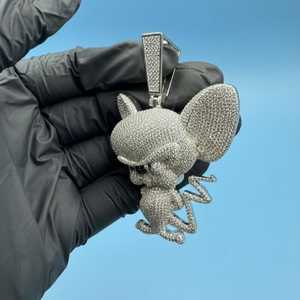 จี้รูปหนูการ์ตูน 3 มิติ ประดับเพชรโมอิสซาไนต์ VVS  จี้เงินแท้ 925 สไตล์ฮิปฮอป จี้ตัวการ์ตูนแบบกำหนดเองได้ สำหรับเป็นของขวัญ - Product Image 3