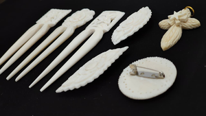 Broches y Palillos para el Cabello de Hueso y Madera Tallados a Mano, Estilo Étnico Bohemio Vintage, Sostenibles, Impermeables, Adornados con Cuentas, Artesanía Natural - Product Image 6