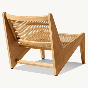 Minimalist One Seat Garden <b>Sofa</b> With <b>Wooden</b> Frame With Rattan And Gray Cushions Outdoor Furniture - Harper - Product Image 3