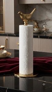 Gold Metal <b>Paper</b> Towel <b>Holder</b> Freestanding Countertop Kitchen Tissue <b>Roll</b> Stand with Decorative Base - Product Image 6