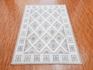 Tapis rectangulaire en laine acrylique à motifs géométriques, style bohème, tufté à la main, antidérapant, pour salon - Product Image 3