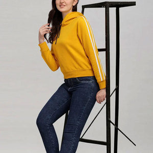 Sudadera con Capucha para Mujer, Color Amarillo Mostaza, Corte Regular, Tejido de Algodón, Estilo Casual para Otoño, Manga Larga, Color Sólido - Product Image 5