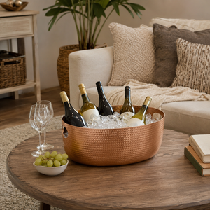 Hammered Copper Beverage Tub Large Ice <b>Bucket</b> Wine Cooler <b>Champagne</b> <b>Bucket</b> Beer Chiller Party Ice Tub for Bar Hotel Wedding OEM - Product Image 4