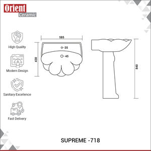 Lavabo de Pedestal de Diseño Moderno con un Solo Orificio, Fácil de Limpiar, Certificado ISO CE, Venta al por Mayor de Calidad Premium - Product Image 3