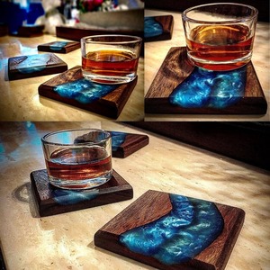 Ensembles de sous-verres en bois et résine naturelle, décoration intérieure durable d'Inde - Product Image 2