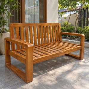 Solid Teak <b>Wood</b> Outdoor Garden <b>Bench</b> Patio Park Seating Furniture for Hotel Resort Terrace Balcony Courtyard Backyard - Product Image 5