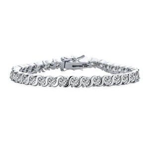 Women's 925 Sterling <b>Silver</b> Moissanite Tennis <b>Bracelet</b> Round Brilliant Cut Luxury Claw Setting Anniversary Gift - Product Image 2