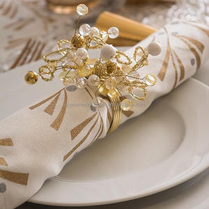 Anneaux de serviette Boho durables Rond de serviette perlé avec différents modèles pour la cuisine et la décoration de la maison Porte-anneau de serviette - Product Image 1