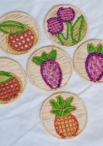 Posavasos Artesanal de Rafia con Diseño de Frutas, Base para Vasos de Fibra Natural para Decoración del Hogar, Cocina, Cafetería, Mesa - Product Image 2
