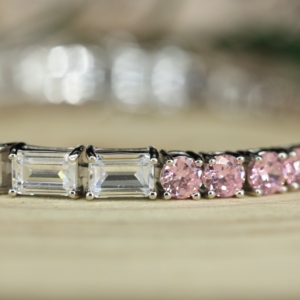 S925 Gold Plated Moissanite Engagement <b>Bracelet</b> Gradient Blue <b>Rainbow</b> Design Fashionable Accessories for Girls - Product Image 2