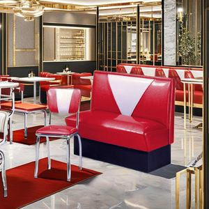 Canapé de restaurant de luxe moderne, style diner vintage, en bois massif, revêtement en velours, design incurvé, pour hôtels et salles de sport - Product Image 1