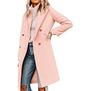 Manteau long noir coupe-vent à simple boutonnage pour réunions d'affaires et travail de bureau - Product Image 6