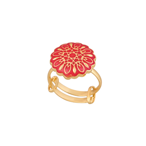 Handcrafted Gold Plated Red Enamel <b>Ring</b> for Women <b>Adjustable</b> Floral Design Fashion Jewelry Accessories Party Jewelry - Product Image 2