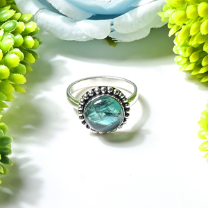 Anvika Gems Jewels Natural Sea Green Kyanite 925 Sterling Silver Vintage Style Handmade <b>Adjustable</b> Women's Anniversary <b>Ring</b> - Product Image 1