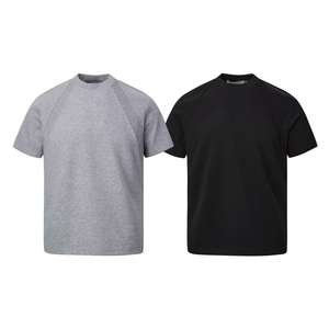 Camiseta de Cuello Redondo para Hombre, 280G, Alta Calidad, Algodón y Spandex, Tela de Doble Capa, Tallas Grandes, Estilo Casual, Lisa - Product Image 6