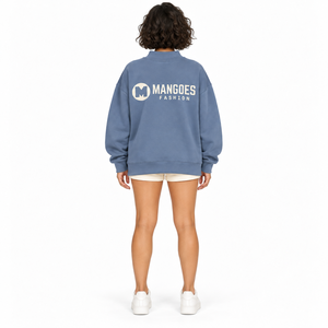 Sudadera de invierno personalizada para mujer, cuello simulado, larga, 100% algodón, forro polar suave y grueso, holgada, ecológica, transpirable, con logo frontal - Product Image 2