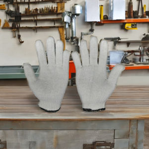 Guantes de seguridad de trabajo blancos flexibles de alta calidad, todos los tamaños, 12 pares en bolsa de polietileno, uso general en taller, fabricado en Vietnam - Product Image 1