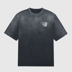 T-shirt personnalisé avec logo imprimé, effet délavé, pour homme, manches courtes, 100 % coton, coupe ample, couleur unie, séchage rapide, respirant - Product Image 1