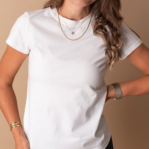 T-shirt pour femme à col rond, manches courtes, couleur unie, coupe classique, tissu jersey décontracté, respirant, à porter toute l'année - Product Image 5