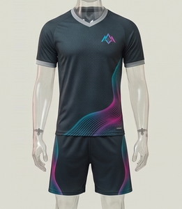 Conjunto de Uniforme de Fútbol para Hombre, Camiseta de Manga Corta y Pantalones Cortos, Color Degradado, Impresión Sublimada, Absorbe la Humedad, Ajuste Atlético - Product Image 3