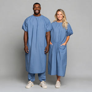 Robe de patient en coton tissé, uniforme d'hôpital durable, robe de patient personnalisée - Product Image 1
