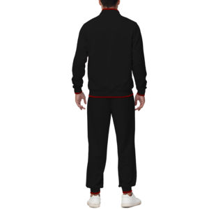 Conjunto Deportivo para Hombre en Negro y Rojo, Chaqueta Deportiva con Cierre Completo y Cuello Alto, Pantalones Jogger, Ropa Deportiva Casual, Traje Deportivo de Dos Piezas - Product Image 3