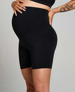 Shorts de Yoga de Cintura Alta para Mujer, Color Negro Sólido, Tejido Transpirable, Cintura Elástica, Ajuste Casual, Precio Económico, MOQ Bajo - Product Image 1