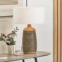 Lampe de table plissée polie style nordique Falak World Export, design moderne et unique, pour chambre à coucher, chevet, veilleuse, base en bois, salon, maison