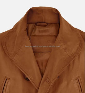 2025 ropa personalizada para hombres, ropa informal, recién llegado, gabardina de cuero marrón de alta calidad para hombres, chaqueta para hombres - Product Image 3