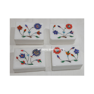 Boîte à bijoux en marbre blanc naturel, design le plus populaire, forme rectangulaire, design floral fait à la main, utilisée pour la décoration de la maison et les cadeaux - Product Image 2