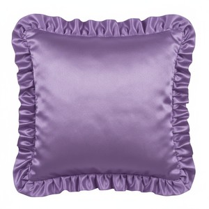 Lavender Satin Frill Cushion Cover Decorative Square Ruffle <b>Pillow</b> Case for <b>Sofa</b> Living Room Decor Custom Colors Bulk Supplier - Product Image 1