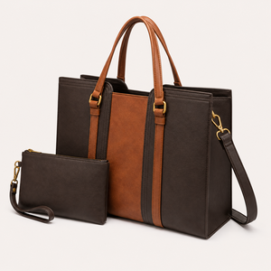 Sac fourre-tout en cuir véritable de style premium, style vintage, deux poignées, fermeture à glissière, design antivol, utilisation quotidienne, porté épaule - Product Image 2