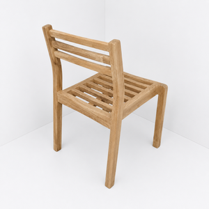 Stackable Handmade Teak <b>Garden</b> Chair Solid Wood Slatted Weather Resistant Outdoor Patio Seating Minimalist Tapered Legs - Product Image 4
